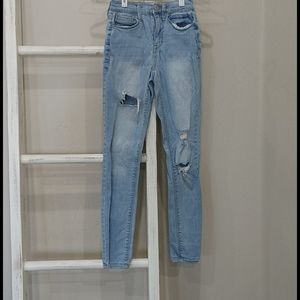 Light wash high rise jeans